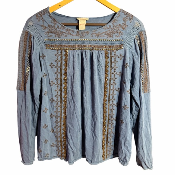 Sundance Tops - Sundance Long Sleeve Embroidered Beaded Top Size Large Bohemian Coachella Style
